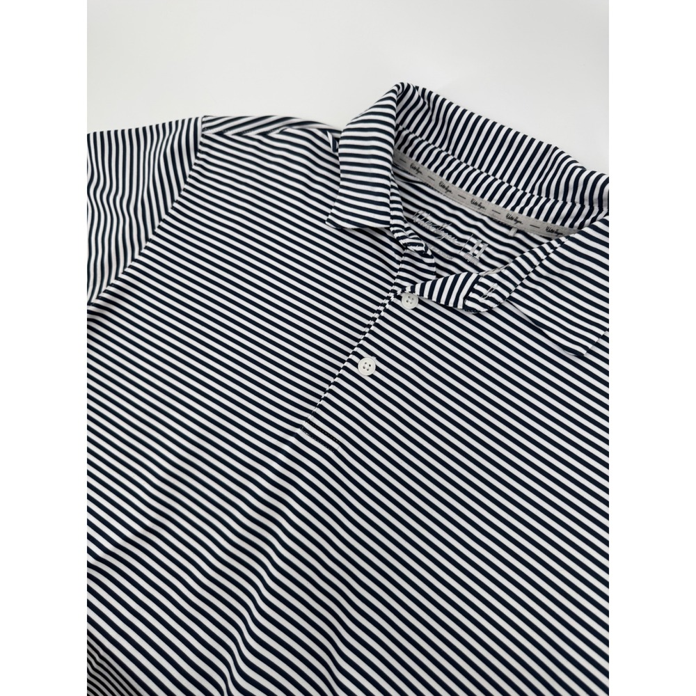 Walter Hagen Polo Shirt Men M Blue White Striped MGA11344‎ Golf Performance